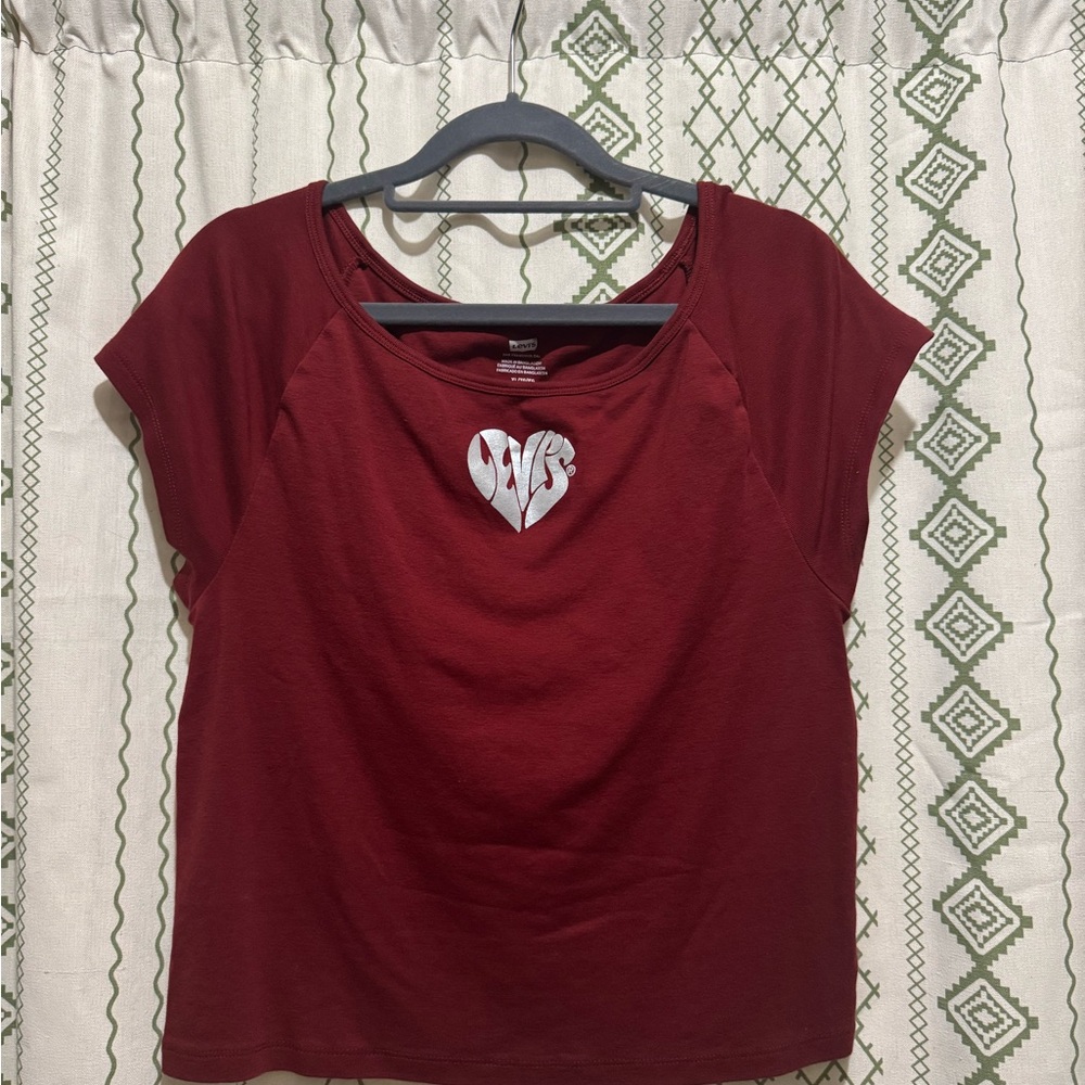 Levi's Red Relaxed Scoop Neck Short Sleeve Blouse